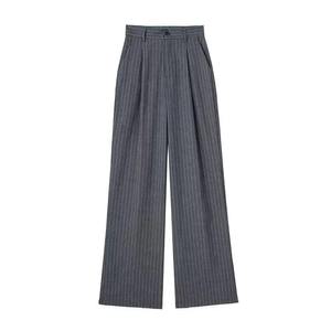 Pantalones de Pierna Ancha de Cintura Alta para Mujer, Color Sólido, 100% Algodón, Plisados, Corte Holgado, Largos, Antiarrugas, Casuales de Verano, Teñido Liso - Product Image 2