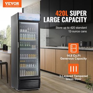 Frigorifero Commerciale per Bevande da 420L/14,8 Cu.Ft con Porta in Vetro, Espositore per Vini e Bevande - Product Image 2