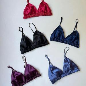 Women's Sexy Wire-Free <b>Bra</b> Full <b>Cup</b> Criss-Cross Back Embroidery Custom Color Spandex/Cotton Summer - Product Image 2