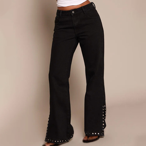 Jeans bootcut al por mayor para mujer, cintura media, elásticos, pantalones casuales de mezclilla, suministro de marca privada para exportación - Product Image 3
