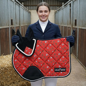 Ensemble complet de tapis de selle Crossedge pour dressage, avec doublure respirante en polycoton, bonnet anti-bruit et protège-attelles - Product Image 6