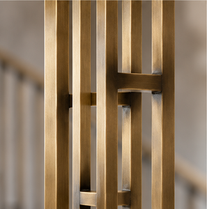 Rampe d'escalier en métal géométrique moderne avec barres verticales, balustrade de balcon contemporaine pour villas et hôtels de luxe - Product Image 3