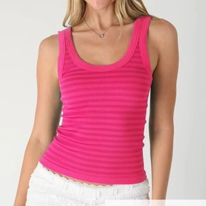 Camiseta sin mangas de punto acanalado para mujer, venta al por mayor del fabricante, con logo personalizado, estilo casual de verano, corte ajustado - Product Image 5