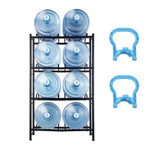 Portabottiglie d'acqua a 4 livelli per carichi pesanti, porta borracce da 5 galloni con doppia fila per 8 bottiglie, capacità 80 oz, scaffale multiuso - Product Image 1