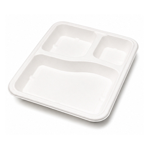 Plateau alimentaire écologique en bagasse à 3 compartiments, assiette de service jetable biodégradable et compostable, compatible congélateur, pour mariages et restaurants - Product Image 3