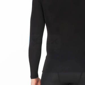 INDEX Men's Long Sleeve <b>Compression</b> <b>Shirt</b> <b>Black</b> Blue O-Neck Slim Fit Quick Dry Sporty Knitted Polyester - Product Image 2
