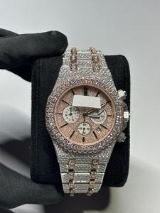 New Moissanite Rose Gold Round Cut Diamond Watch for Unisex Wedding and Party wear Watch <b>Smart</b> Stick Dial for Export Sale - Product Image 1