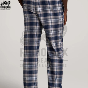 New Arrival Custom Plaid Flannel Pajama Pants Elasticized Waistband With Adjustable Drawstring Brushed Cotton Sleepwear - Product Image 3