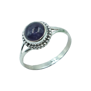 แหวนเงินแท้ 925 ประดับพลอยอเมทิสต์ธรรมชาติทรงกลมแบบคาโบชอง สีม่วง สำหรับผู้หญิง ของขวัญคริสต์มาส - Product Image 1