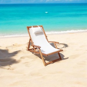 Wooden Folding Beach Chair Adjustable Sling Oxford Fabric Solid Back Foldable Outdoor Furniture <b>for</b> Hotel Swimming <b>Pool</b> <b>Garden</b> - Product Image 1