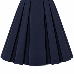 Uniforme Escolar para Niñas, Color Azul Marino, 100% Poliéster, Vestido Tipo Pinafore con Camisa Blanca, Falda Plisada, Diseño de Doble Botonadura, ODM - Product Image 5