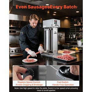 Insaccatrice Elettrica in Acciaio Inox da 55 LBS/25 L Verticale con Controllo Velocità Continuo e Pedale Robusto - Product Image 2