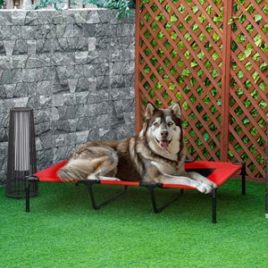 Cuccia rialzata per animali domestici 48x46 pollici con telaio in metallo, lettino pieghevole per cani, rinfrescante per l'estate, colore rosso - Categoria Prodotto: Cucce per animali domestici - Product Image 2