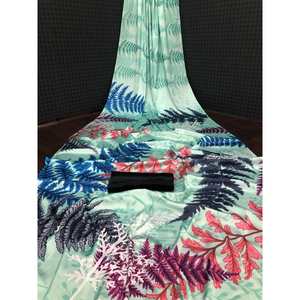 DESIGNER SOFT SILK 4D EFFET DIGITAL IMPRIMÉ SAREE AVEC BLOUSE INCOUSÉE VERT DE MER - Product Image 1