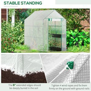 Serra Portatile da Esterno Bianca con Porta Avvolgibile e 4 Ripiani per Coltivazione di Piante e Fiori, Stanza da Giardino Calda e Accessibile - Product Image 2