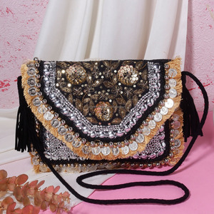 Vintage Banjara Indian Gypsy bolso de mano Monedas Fringe Messenger bolso de mujer venta caliente en Dubai Bahrein POR ARTESANÍA DE LUJO - Product Image 6