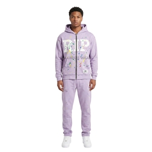 Conjunto de Sudadera con Capucha y Pantalones Jogger de Felpa Francesa para Hombre, con Cierre Completo, Logotipo Personalizado, Ropa Deportiva Urbana de Algodón, ODM, 2 Piezas - Product Image 2