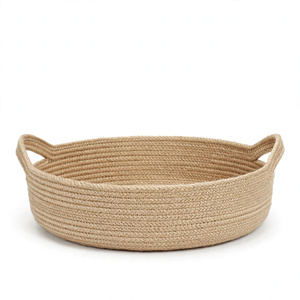 Panier de rangement pour fruits en jute écologique rond avec poignées, design moderne pour le stockage des aliments, exporté du Bangladesh - Product Image 2
