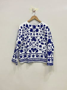 Tela de Algodón Tejida Ecológica con Patrón Floral Acolchado y Bordado Aari Vintage, Manga Corta Estilo Boho para Otoño/Invierno - Product Image 6