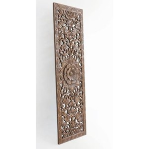 Panneau mural floral sculpté en bois de Sheesham avec incrustations en laiton - Vente en gros - Product Image 4