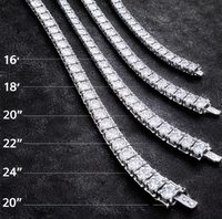 Collier Chaîne Tennis de Luxe Sertie de Moissanite, Argent Sterling 925/Acier Inoxydable, Bijoux Hip Hop Unisexe, Zircon Cubique 4mm Or/Argent