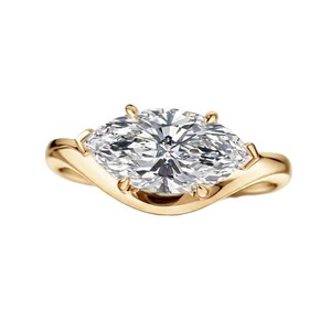 แหวนเพชรทรงมาร์คีส์ 2 กะรัต เพาะเลี้ยงในห้องปฏิบัติการ ทองคำแท้ 10K 14K 18K ดีไซน์เครื่องประดับชั้นดี รับรองโดย IGI สี E ความใส VVS - Product Image 2