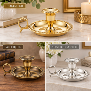Support de bougie en laiton fait main avec bord perlé et double poignée, chandelier décoratif pour centre de table, vente en gros, fabrication - Product Image 4