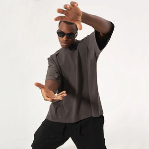 Camiseta Corta de Algodón Grueso de 300GSM, Estilo Urbano, Hip Hop, para Hombre, Corte Amplio y Desgastado - Product Image 6