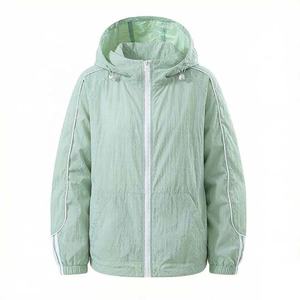 Unisex Hooded Windbreaker <b>Jacket</b> White Polyester Quick Dry Sporty Zipper Closure Regular Fit <b>Summer</b> <b>Lightweight</b> Outerwear - Product Image 3