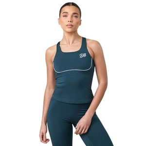 <b>Women's</b> Sporty <b>Tank</b> <b>Top</b> Solid Color Scoop Neck Custom Logo Front Breathable <b>Knitted</b> Activewear - Product Image 1