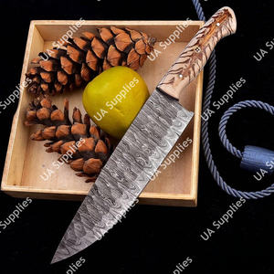 มีดทำมือจากเหล็กดามัสกัส ใบมีดคมกริบแบบฟูลแทงค์ ด้ามจับลายโคนต้นสน สำหรับเชฟครัว จับถนัดมือ ดีไซน์โดดเด่น - Product Image 6