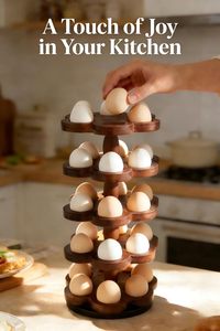 Organizador de Huevos Giratorio de Madera de Acacia, Estante de Almacenamiento de Huevos de 5 Niveles que Ahorra Espacio, Capacidad para 30 Huevos, Estante Organizador para Encimera de Cocina - Product Image 6