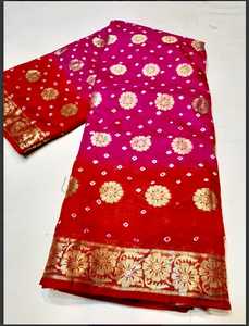 Rajasthani Art Silk Bandhani Dollar Butti <b>Saree</b> with Elegant Zari Border - Product Image 2