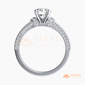 Round Cut Moissanite Engagement <b>Ring</b> 925 Silver <b>Split</b> Shank Pave Band Wedding <b>Ring</b> Diamond Look Jewelry - Product Image 6