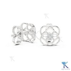 ต่างหูเพชร CVD แบบฝังทรงโคลเวอร์ลายฉลุ ทองคำแท้ 14K หรูหรา รับรองโดย IGI เครื่องประดับมินิมอลสำหรับผู้หญิง - Product Image 3
