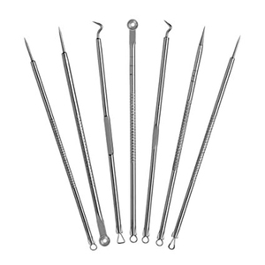 Nouvel outil élégant en acier inoxydable à double extrémité pour le soin du visage, anti-points noirs, aiguille à acné, avec manche antidérapant, unisexe - Product Image 1