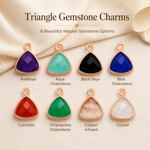 <b>Triangle</b> Natural Gemstone Charms Rose Gold Plated Bezel Setting Geometric Pendant Components Unisex Bohemia Style - Product Image 1