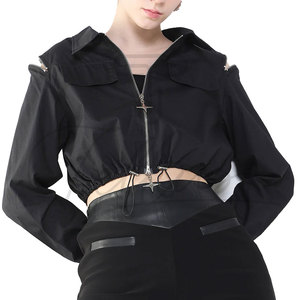 Veste courte en toile pour femme, best-seller automne-hiver, avec fermeture éclair, chaude et décontractée, en polyester/coton - Product Image 5