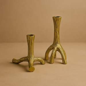 Support de bougie en laiton pour décoration intérieure, bougeoir en métal pour table de mariage, bougeoir rustique en laiton, bougeoir en laiton poli - Product Image 3