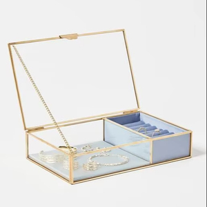 Luxury Handmade Metal And Glass Jewelry <b>Storage</b> <b>Box</b> With <b>Velvet</b> Lining For Premium Protection And Style - Product Image 1
