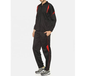 Unisex Black Red Tracksuit Full <b>Zip</b> <b>Hooded</b> Casual Sporty Quick Dry Lightweight Fleece Winter Wear Loose Fit Side Pockets - Product Image 2