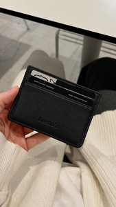 Beena's Genuine Leather Card <b>Holder</b> Minimalist Black Credit Card Wallet Laser Printing No Closure - Product Image 6