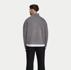 Custom Quarter Zip <b>Pullover</b> <b>Men</b> Stretch Performance Blank Crew neck Oversize Sweat Shirts Black <b>Men</b> Sweatshirt - Product Image 4