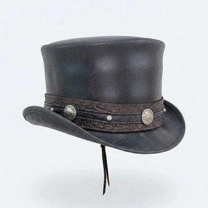 Sombrero de Copa Gótico de Cuero para Hombre, Estilo Vintage, Corona Alta, para Moda Steampunk, Ropa Alternativa, Cosplay y Eventos Temáticos - Product Image 2