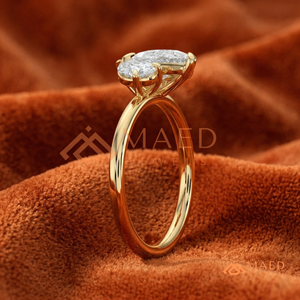 แหวนหมั้นทอง 14K/18K ทรงลูกแพร์ ดีไซน์สองเม็ดพลอย |   แหวนแต่งงานแบบเปิดที่มีเอกลักษณ์เฉพาะสำหรับผู้หญิง - Product Image 2