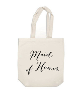 Sac fourre-tout en toile pour demoiselle d'honneur, taille moyenne, avec poignée longue, sac de shopping pour mariage, style motif lettres - Product Image 1