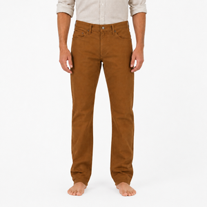 Wholesale <b>Men's</b> <b>Brown</b> Cotton Canvas Casual <b>Chino</b> Pants Straight Fit Mid Rise Button Fly Flat Front Five Pocket Trousers - Product Image 1