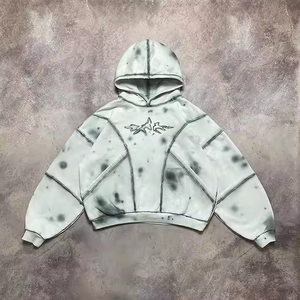 Sweat-shirts à capuche imprimés effet délavé pour hommes, en coton doux, style streetwear classique, effet usé - Product Image 1