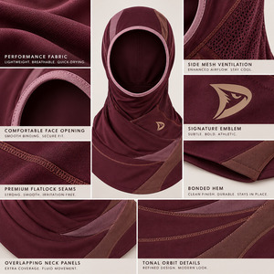 Orbital Deep Wine Hijab Breathable Stretch Jersey Performance Modest Athletic <b>Head</b> <b>Cover</b> Yoga Headscarf - Product Image 6
