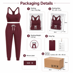 Women's 2-Piece Racerback Sports Bra High Waist Elastic Waist Jogger Pants Yoga <b>Set</b>-<b>Square</b> Neck Spandex/Nylon Quick Dry - Product Image 6